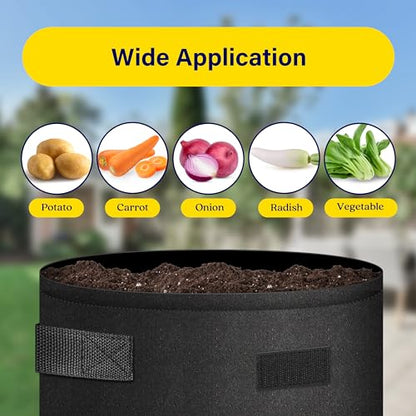 iPower 10-Pack 10-Gallon Potato Grow Bags Thickened Non-Woven Aeration Fabric Container Planter Pots with Handle, Access Flap and Visual Window, Easy to Harvest, for Tomato, Vegetables - size: 10 Gallon