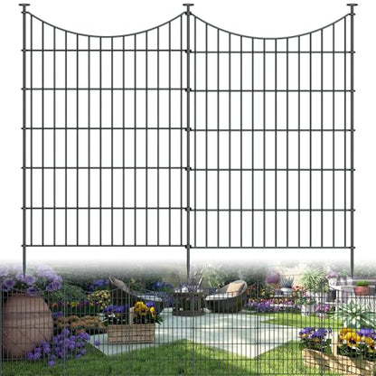 10 Panel No Dig Metal Garden Fence 40"H x 23.6'L Dog Fence Outdoor for Yard - size: 10pc 23.6 ft(L) X 40 in(H)-Concave