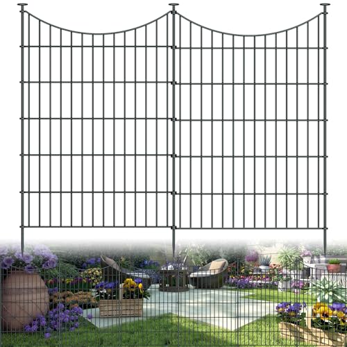 10 Panel No Dig Metal Garden Fence 40"H x 23.6'L Dog Fence Outdoor for Yard - size: 10pc 23.6 ft(L) X 40 in(H)-Concave