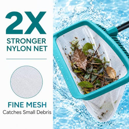 Fine Mesh Pool Skimmer Net - Durable Frame & 16" Deep Nylon Net (No Pole) - color: WHITE NET