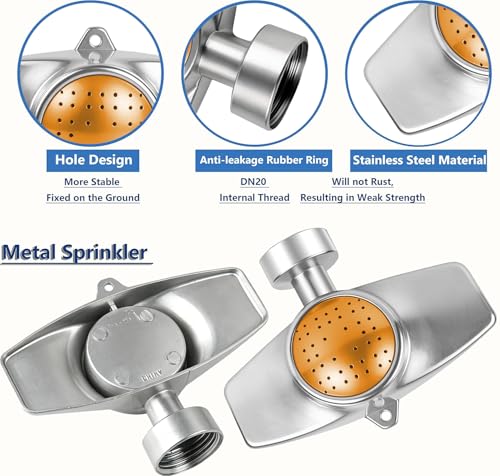 360 Degree Metal Spot Sprinkler 2 Pack, Outdoor Garden Watering Sprinklers for Yard Small Areas Lawn with Gentle Water Flow, Coverage Up to 30FT(Gold) - color: Gold