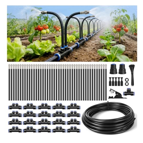 75FT High-Flow Irrigation System for Garden, 12mm Main Tubing, 40 Nozzles - size: 75Ft