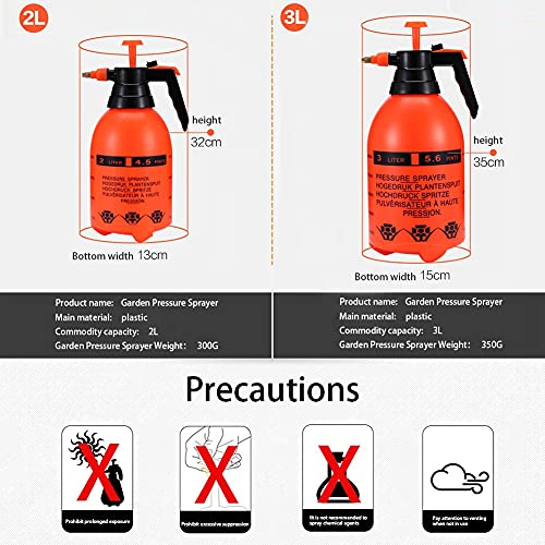 Garden Pump Sprayer 68oz/0.5Gallon Hand-held Orange-2Pcs FKM Gasket