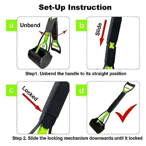 2-Pack Pooper Scooper for Large Dogs Heavy Duty, Long Handle Poop Scoop for Yard, Grass, Gravel, Dog Poop Grabber with High Strength Material and Durable Spring - size: 2 Piece(28-inch length)