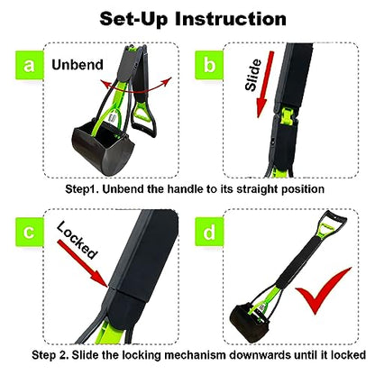 2-Pack Pooper Scooper for Large Dogs Heavy Duty, Long Handle Poop Scoop for Yard, Grass, Gravel, Dog Poop Grabber with High Strength Material and Durable Spring - size: 2 Piece(28-inch length)