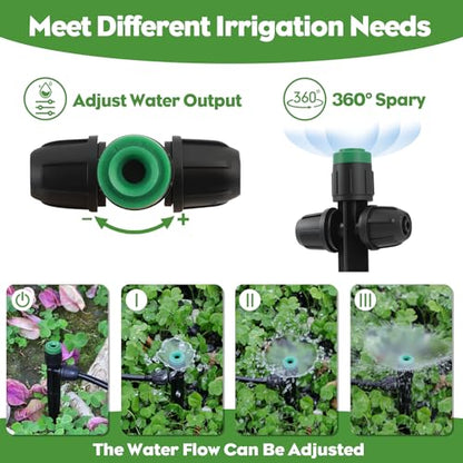 35PCS Double-Head Drip Irrigation Emitters, Kalolary Locked Drip Irrigation Sprayer Parts for 1/4" Tubing, Adjustable 360 Degree Vortex Water Flow Dripper with Lock for Garden Watering System (Green) - color: Green Double-head Locked Sprayer