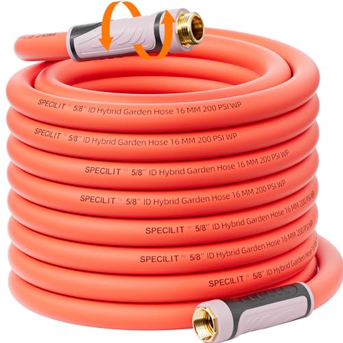 SPECILITE Garden Water Hose 75 ft x 5/8" with 360° Rotating Grip, Kink-less - size: 75 FT