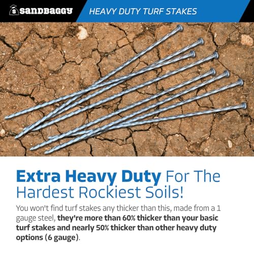 Sandbaggy 18" Heavy Duty Galvanized Artificial Turf Stakes - Spiral Landscape Nails - Ground Spikes/Pins, Synthetic Grass, Lawn, Edging, Weed Barrier Fabric (18 inch - Ultra Heavy Duty, 300, Count) - style: 18 inch - Ultra Heavy Duty