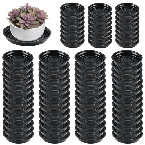 70 Packs 6 Inches Large Plant Saucers for Indoor Outdoor Use Heavy Duty Plastic Plant Plate Dish for Planter Bulk Round Flower Pot Drip Trays to Catch Water 4 to 20 Inch, Black - color: Black/ 70 Packs, size: 6 inches