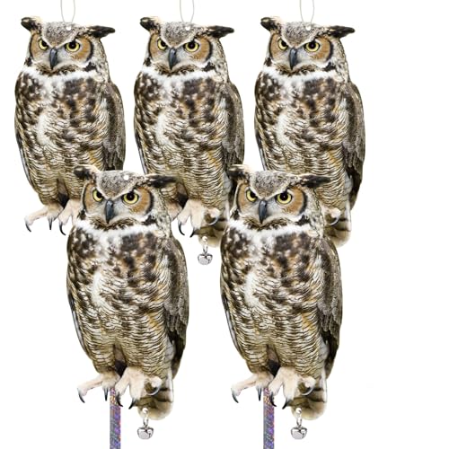 5PCS Flat Plastic Owl to Scare Pigeon for Patio, Fake Owl - color: Grey 5pcs