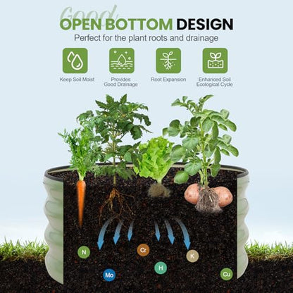 G GOOD GAIN Round Raised Garden Bed Outdoor, 2x2x1ft, 2Pcs, Olive Green - color: Olive Green, size: 2x2x1 FT (2 Packs)
