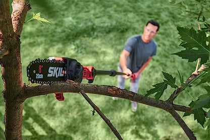 SKIL PS4563B-10 PWR CORE 20 8" 20V Pole Saw Kit, Includes with 2.0Ah Lithium Battery and Charger, Red - style: 20V 8" Pole Saw Kit