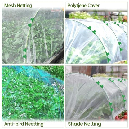 Garvee Garden Netting Kit, 8 x 24 ft Fruit Tree Mesh Netting with 5 Sets Fiberglass Garden Hoops & 20 Clips, Insect Bird Barrier Cover for Vegetable, Fruit, Flowers Protection, White