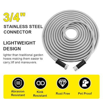 25FT Expandable Stainless Steel Garden Hose, Kink-Free Hose for Yard & Garden