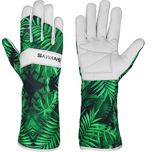 Gardening Gloves Work Leather Gloves Men Women Forearm safety Anti Slip Thorn proof Garden Working Pruning Long and Short - color: Long Gloves, size: Large
