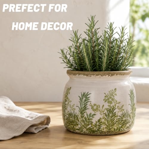 Dosayes Vintage Plant Pot,6.29 inch Ceramic Flower Pot with Drainage - color: Grass Green
