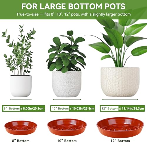 15 Pack Plant Trays for Pots 1.5" Deep Plant Saucers, Heavy Duty 8" 10" 12 inch Plant Tray Bulk Thickened Plant Plates to Catch Water, Durable Plant Saucer Flower Pot Accessories - color: Brick Red