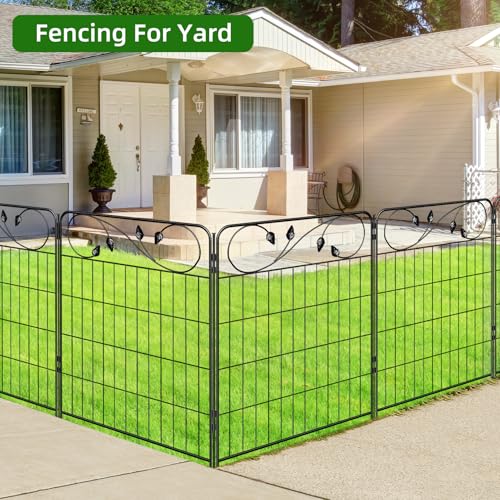 Black Metal Garden Fence 30in(H)X12ft(L) 6 Panels Decorative Garden Fencing - size: 30″Tall(6 Panels)