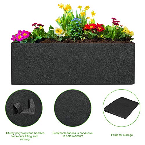 ANGELIOX 1 Pack 38 Gallon Grow Bags, 400g Thickened Nonwoven Fabric Raised Garden Bed Square Flower Planter Containers for Carrot Onion,Flowers,Fruit/Growing Pots with Handles(120x60x20cm) - size: 120*60*20