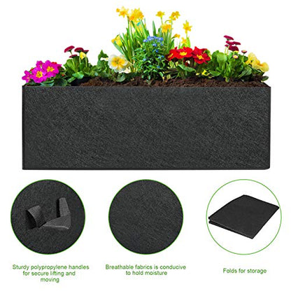 ANGELIOX 1 Pack 38 Gallon Grow Bags, 400g Thickened Nonwoven Fabric Raised Garden Bed Square Flower Planter Containers for Carrot Onion,Flowers,Fruit/Growing Pots with Handles(120x60x20cm) - size: 120*60*20