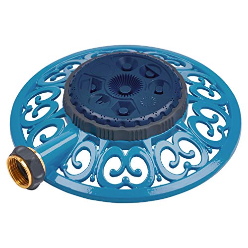 Melnor 65102-AMZ Sprout Metal 8-Pattern Sprinkler and QuickConnect Product Adapter Amazon Bundle, Blueberry Blue - color: Blueberry Blue