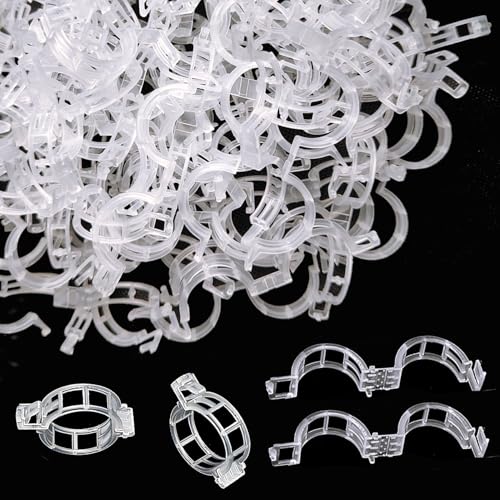 150pcs Plant Support Clips - Tomato Clips for String Trellis, Grape Vine Clips for Garden Netting Climbing Plants, Secured Plastic Plant Clip for Fixing Stem and Vine