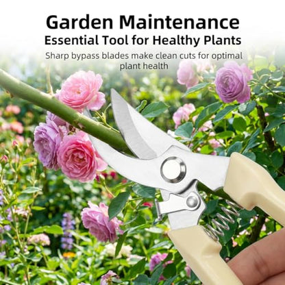 1Pc White Stainless Steel Bypass Pruning Shears, Garden Scissors - color: 1pc-white