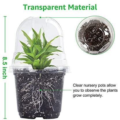 Bonviee Clear Nursery Pots with Humidity Domes, 3.5/4/5 Inch, 36-Pack - size: 3.5/4/5 Inch-36 Packs