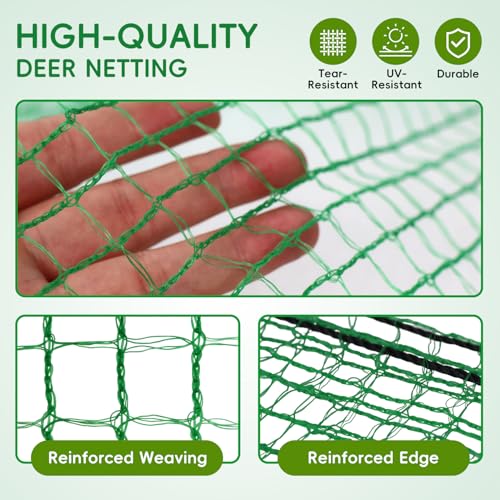 Plastic Mesh Fencing 6FT x 100FT, Garden Bird Netting & Deer Fence, Temporary Animal Barrier for Deer Pets Rabbits Chickens Wildlife, Green Protective Netting for Plants Fruit Vegetables - size: 6x100 FT