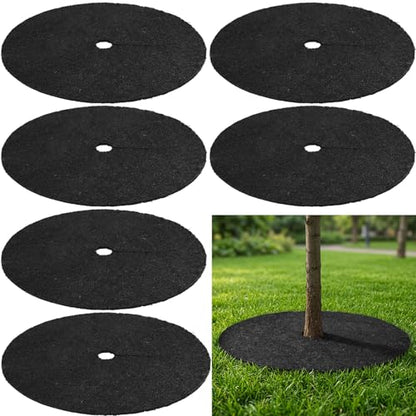 Peryiter 6 Pcs Rubber Mulch Tree Ring Protector Mat Weed Barrier, 36 in - style: 36 Inches