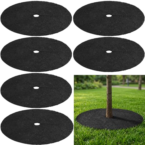 Peryiter 6 Pcs Rubber Mulch Tree Ring Protector Mat Weed Barrier, 36 in - style: 36 Inches