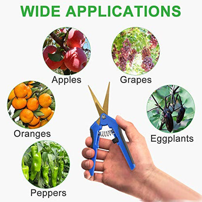 GROWNEER 3 Packs Pruning Shears with Straight Precision Blades, 6 Packs Shears with Curved Blades Gardening Hand Pruning Snips