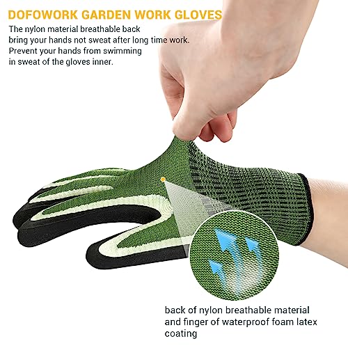 DOFOWORK Gardening Gloves - 6 Pair Gardening Gloves for Women/Men with Grip - color: Blue & Green, Large