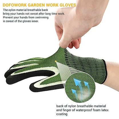 DOFOWORK Gardening Gloves - 6 Pair Gardening Gloves for Women/Men with Grip - color: Blue & Green, Large