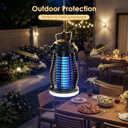 Cordless Bug Zapper Outdoor, 4200V Electric Mosquito Zapper, Fly Trap, Rechargeable Portable Fly Zapper, Waterproof Mosquito Trap Insect Killer Indoor Outdoor for Camping, Garden, Backyard, Home