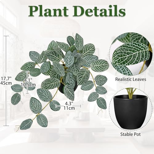 Villa Como 17.7" Artificial Plants Indoor Home Decor Faux Ivy Nerve Plant - color: #Green Nerve Ivy Plant