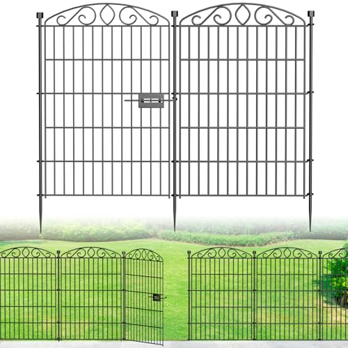 12 Panel No Dig Decorative Garden Fence with Gate 36" H x 24.1'L for Dogs - size: 36 in(H) X 24.1 ft(L)