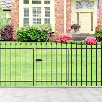 Decorative Metal Garden Fence with Gate 30" x 10', Outdoor Fence Border - size: 30″H x 10ft (1Gate+4Panels)