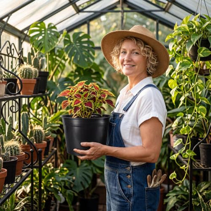 10 Pack 12 Inch Large Black Nursery Pots with Drainage Holes Plastic Seedling Nursery Pots Plant Containers for Vegetables, Flower, Greenery, Orchids, Aloe, Indoor Outdoor Use