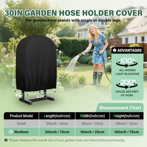 Garden Hose Holder Cover , Extends Hose & Hose Holder Lifespan,Weatherproof Protection Against Rain, Sun & Snow – Universal Fit for Hose Hangers (Black Cover Only) - color: Black - Hose Holder Cover, size: 0-200FT