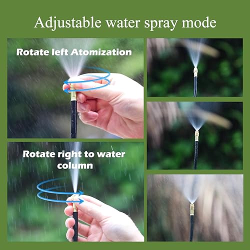 360° Adjustable Drip Irrigation System - 17FT Garden Watering System with 5 Nozzles, Garden Irrigation System, Greenhouse Accessories, Atomizing System for Yard, Lawn, Plants, 5/16 inch Hose - size: 17FT with 5 Nozzles