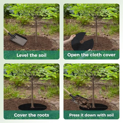 20.5 Inch 8 Pack Non-Woven Tree Mulch Ring for Weed Controlling - size: 20.47 inch