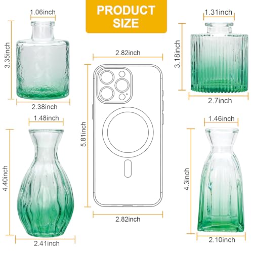 Glass Bud Vases Set of 4, Small Green Flower Vases for Wedding Centerpiece - color: Green