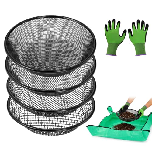 4PCS Soil Sifter for Gardening, Dirt Sifters Fit 5 Gallon Bucket
