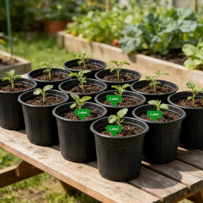 60-Packs 1 Gallon-S Flexible Plastic Plant Nursery Pots with 10 Pcs Plant Labels, Thickened Soft Seed Starting Container for Seedlings, Vegetables, Succulents and Cuttings - size: 1 Gallon
