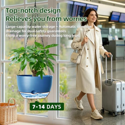 Hanging Planters, 4 Pack, Self-Watering, 7.5 Inch, Blue - color: Blue, size: 7.5 Inch