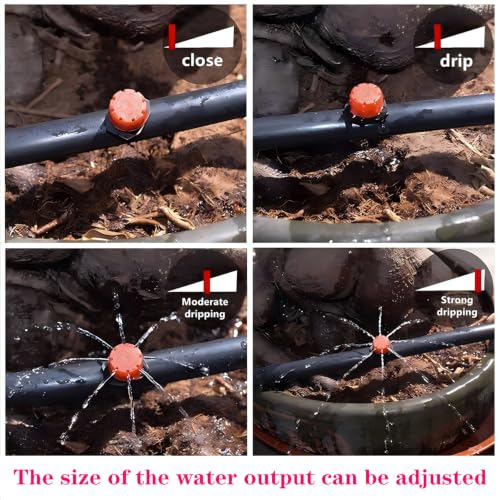 QRITY 20Pcs 1/4" Adjustable Drip Irrigation Emitters for 4mm/7mm Tube - size: E