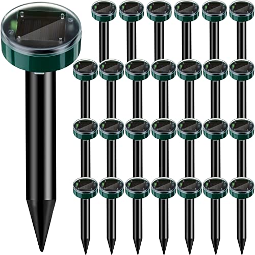28 Pcs Solar Mole Repellent Ultrasonic Outdoor Deterrent Spikes,Round - color: Round