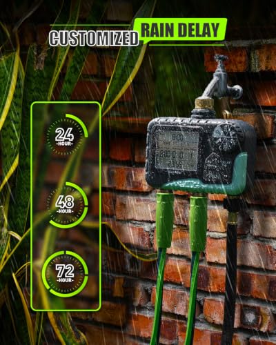 RAINPOINT 2027 V2 Upgrade 3 Zone Water Timer, Solid Brass Inlet & Outlet, IP65 Waterproof, 3 Independent Schedules, Rain Delay, Manual & Automatic Irrigation for Garden Yard Lawn Greenhouse - color: Dark Grey