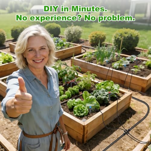 250FT Drip Irrigation System Kit New Quick-Connect, Automatic Garden Watering Misting System for Greenhouse, Yard, Lawn, Plant with 5/16 inch Hose 1/4 inch Distribution Tubing and Accessories - size: 250FT